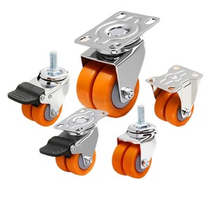 Ruedas Giratorias de Nylon de Alta Resistencia con Freno y Mecanismo de Bloqueo, Tipo de Orificio para Perno de 2.5 mm, Placa Superior - Product Image 1