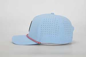 Custom PVC Logo 6 Panel <b>Waterproof</b> <b>Golf</b> <b>Hat</b> Laser Perforated Polyester Sport Cap Dad Gorras with Rope Detail - Product Image 4