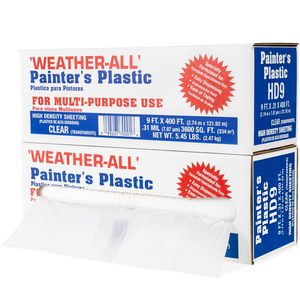 Bâche plastique Weather-All pour peintres, 9' x 400', 0,31 mil HDPE, rouleau transparent, usage multi-usage - Product Image 2