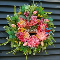 Karangan Bunga Buatan Dekorasi Pintu Musim Gugur Hydrangea Peony Garland Dekorasi Lintas Batas Pajangan Jendela Tanda Selamat Datang 45/50cm