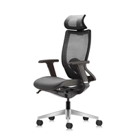 Chaise de bureau ergonomique moderne pour cadres avec appui-tête réglable, fonction pivotante et support lombaire inclinable en tissu maillé intégral