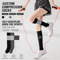 Chaussettes longues de sport rayées en nylon 200N à compression pour femmes, vente en gros OEM personnalisée Qiangyi