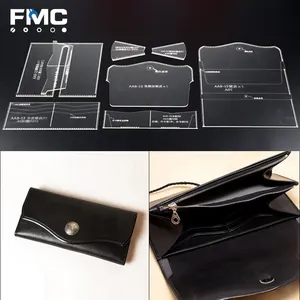 Chất Lượng Cao Trong Suốt Dài Wallet Da Craft Acrylic Wallet Bag Pattern Stencil Template Công Cụ DIY Set Purse Template