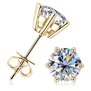 Moissanite oorringen met zes klauwen 1CT 2CT 3CT 925 sterling zilver moissanite oorringen - Product Image 1