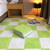 Dalles de sol emboîtables en EVA, tapis puzzle moelleux lavable pour bébé, tapis de jeu en peluche