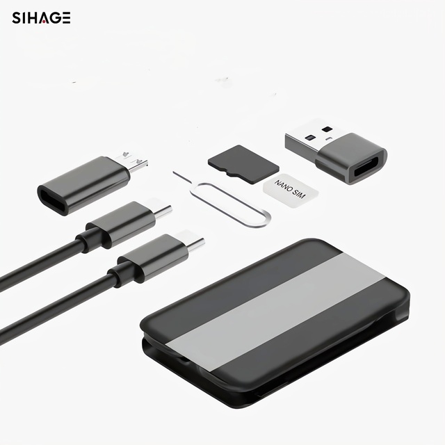 60W Multifunctional 3-in-1 USB Cable Kit with SIM Card Tool Set & Connector Adapter Storage Box Pure Copper Material for iOS Use
