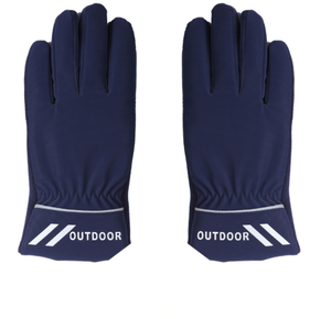 DFSG1221 กีฬาขี่จักรยานกลางแจ้ง สีดำ สีเทา สีน้ำเงินเข้ม ถุงมือแบบเต็มนิ้ว ถุงมือสะท้อนแสง ด้านในบุขนแกะ - Product Image 3