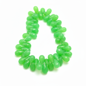 Natural Chrysoprase Faceted Teardrop Bead Chrysoprase Side Drop Briolette Bead Necklace Handmade Jewelry Pendant Earrings Making - Product Image 1