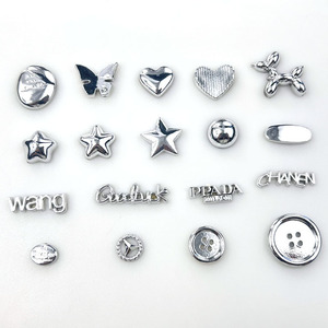 Diy Jewelry Accessories Electroplated Heart Shape <b>Silver</b> Grey Buttons For Hair <b>Clips</b> Headwear Materials Wholesale - Product Image 2