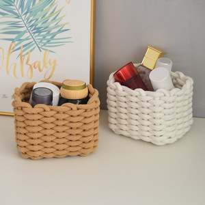 Factory Hot Sale <b>Storage</b> <b>Baskets</b> Woven Cotton Rope <b>Basket</b> Organizing Home Decoration - Product Image 1