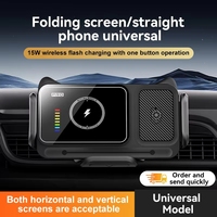 Support de téléphone universel pliable Q300 avec chargeur de voiture sans fil 15W à rotation 360° et support Type C