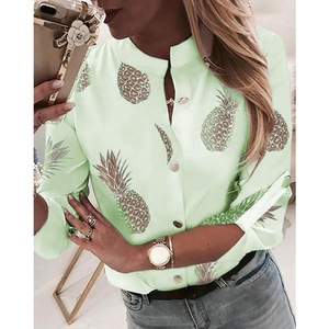 Camicie con bottoni da donna stampate con ananas nuovo autunno camicette con maniche regolabili bianche camicette da donna di moda <span class=keywords><strong>Plus</strong></span> <span class=keywords><strong>Size</strong></span> Top Casual - Product Image 4