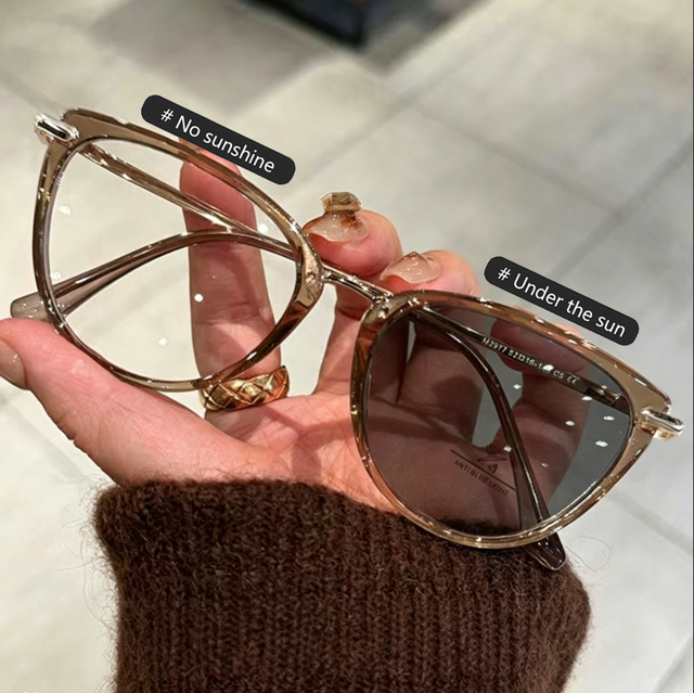 2026 New Arrival Cat's Eyeall Face Shape Glasses  Photochromic Blue Light Blocking Glasses - Luxurious Trendy Metal Frames
