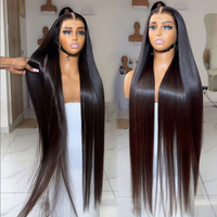 Perruque frontale en dentelle HD 13x6 pré-épilée en gros, cheveux humains bruts, 30 pouces, lisses, sans colle, perruques frontales en dentelle HD 13x4, cheveux indiens bruts