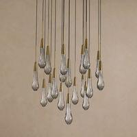 Lustre LED linéaire rond de 24 pouces à 19 têtes en forme de goutte d'eau pour hall d'entrée, escalier, villa moderne, hôtel, luminaires longs en forme de goutte de pluie
