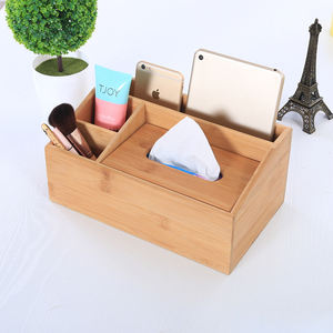 Boîte de rangement de bureau en bois de <span class=keywords><strong>bambou</strong></span> multi-usages stylo de maquillage téléphone portable Boîte de rangement en <span class=keywords><strong>bambou</strong></span> pour mouchoirs - Product Image 1