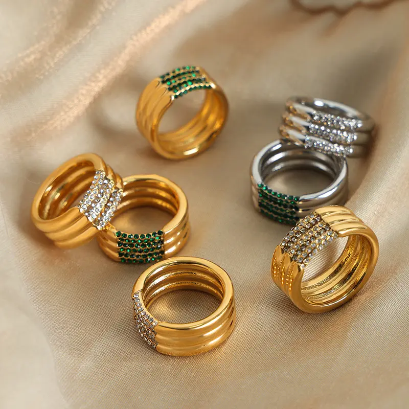 Beimai OEM ring custom Titanium steel 18k gold non-fading retro couple full diamond engagement ring