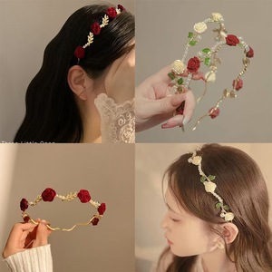 Rétro séché Rose fleur perle bandeau femmes épingle à <span class=keywords><strong>cheveux</strong></span> bandeau mariée <span class=keywords><strong>cheveux</strong></span> accessoire fleur perle princesse <span class=keywords><strong>couronne</strong></span> - Product Image 1