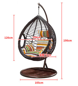 Chaise suspendue en rotin pour <span class=keywords><strong>nid</strong></span> <span class=keywords><strong>d</strong></span>'<span class=keywords><strong>oiseau</strong></span> en plein air Chaise suspendue pour les loisirs <span class=keywords><strong>d</strong></span>'intérieur Chaise à oeufs suspendue pour l'extérieur avec cadre en métal - Product Image 6