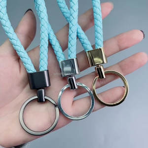 Kualitas tinggi dikepang tali kulit gantungan kunci seng logam Campuran gesper gantungan kunci mobil liontin liontin grosir - Product Image 6