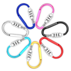 Aluminum Alloy Combination Carabiner <b>Lock</b> 22B 22C D-Type Bicycle Helmet Backpack Anti-Theft <b>Lock</b> With Buttons Control - Product Image 2