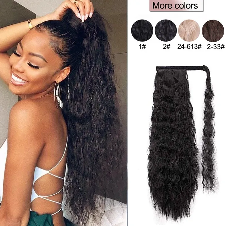 Aisi Hair One Piece Ombre Long Afro Curly Ponytail Synthetic Hairpiece Pony Tail Hair Piece For Women Clip In Hair Extensions