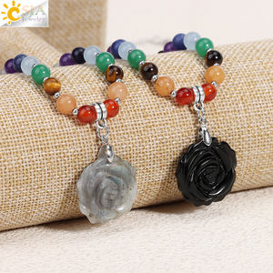 <span class=keywords><strong>Rosa</strong></span> flor gargantilla <span class=keywords><strong>collar</strong></span> curación piedra Natural hecho a mano tallado colgante <span class=keywords><strong>rosa</strong></span> <span class=keywords><strong>cuarzo</strong></span> cristal collares joyería para mujeres H459 - Product Image 3