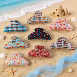 กิ๊บหนีบผมพลาสติกลายการ์ตูนมหาสมุทรฮาวายแบบพิมพ์ลายตามสั่ง สำหรับเด็กผู้หญิงและผู้หญิง - Product Image 2