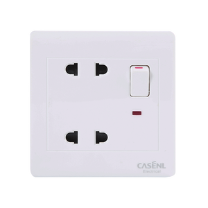 Casenl שתי כנופיית שני פינים מתג שקע עם LED אור לבן צבע שקעי להתאמה אישית לוגו - Product Image 1