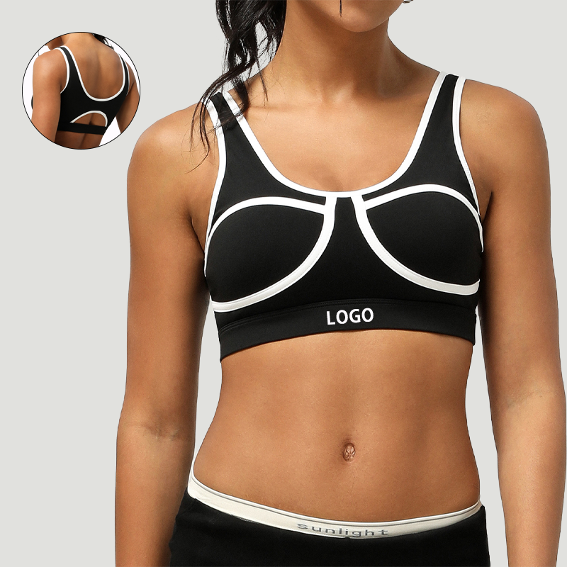 New Seamless Breathable Sweat-Wicking Medium Support Sports Underwear Hollowed Back Yoga Bra for Women Running Fitness Wear
