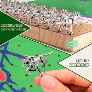 競馬ボードゲームレースゲーム11耐久性のある金属馬と<span class=keywords><strong>2</strong></span>サイコロ付きの厚い無垢材 - Product Image 4
