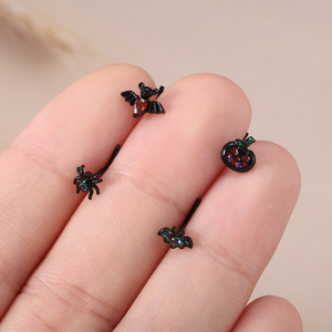 Großhandel Halloween Nasenstecker 20G 7mm Edelstahl Fledermaus Spinne Kürbis <span class=keywords><strong>Glitzer</strong></span> Gerader Nasenpin Ohrpiercing für Männer Frauen - Product Image 3