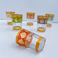 Nouveaux verres en verre marocain ensemble 6/12 pièces en relief or sculpture arabe tasses à eau verres à thé