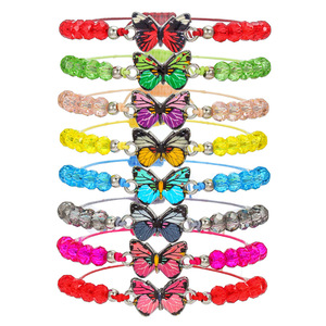 Conjunto de pulseras con cuentas de mariposa, aleación de zinc, joyería ajustable, regalo para mujeres, accesorios de moda - Product Image 1