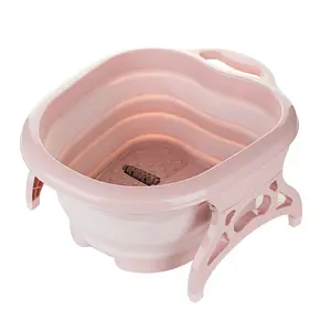 Foot Soaking Bath Basin with Foot Callus Remover and Massage Rollers,Foldable Plastic/Rubber Foot Bath Bucket Tub,Pedicure Foot