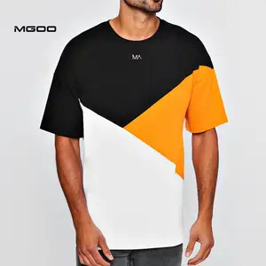 Mgoo Oversized Streetwear Custom Borduurlogo O Hals Colour Block Drop Shoulder T-Shirt