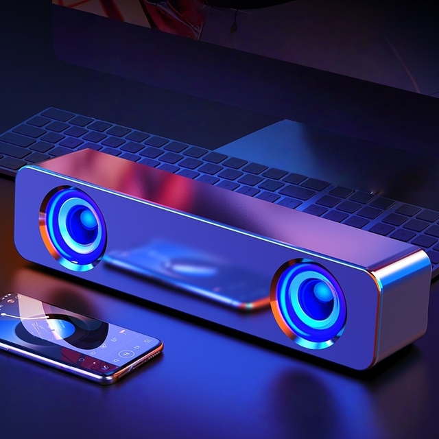 MQ RGB Gaming Computer Speakers USB Wired Desktop Audio System Subwoofer Bass Loud Sound Laptop PC Speaker