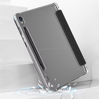 Étui rigide transparent noir Anryque avec support pliable, porte-crayon, antichoc, magnétique, fonction veille automatique pour Tab S10