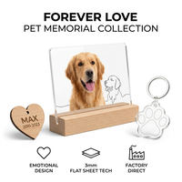 Plaque commémorative personnalisée pour animaux de compagnie en acrylique avec base en contreplaqué de hêtre, impression photo HD UV, cadeau pour la perte d'un chien ou d'un chat, vente en gros B2B