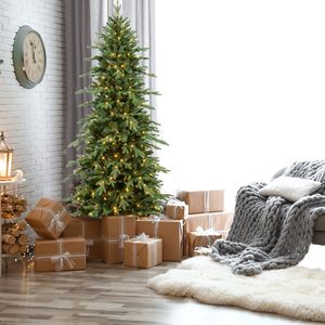 Inthetrend ROHS Certified Wide <b>Tree</b> Girth 5/6/7FT Slim PVC PE Mixed Pine Artificial Christmas <b>Tree</b> Leds <b>Standing</b> Base Hinged - Product Image 5