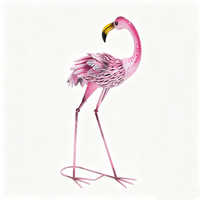 Statue de flamant rose en métal exquise, figurine décorative pour jardin, paysage, terrasse