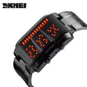 Orologio Digitale Vintage Skmei 1179 con Display LED, Colore Nero, Design Accattivante, Cinturino in Acciaio Inossidabile per Uomo, Forma Rettangolare - Product Image 4