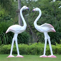 Statue de flamant rose en résine personnalisée en gros d'usine, sculpture extérieure en résine de flamant rose, sculpture en fibre de verre de flamant rose, flamant rose en résine à vendre