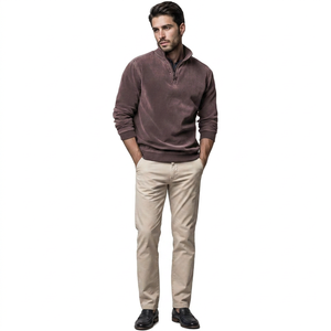 Wholesale Custom Stand Collar Half Zip Acid Washed Pullover Cotton Men's Oversized <b>Mock</b> <b>Neck</b> Quarter Zipper Sweatshirt& Hoodies - Product Image 1