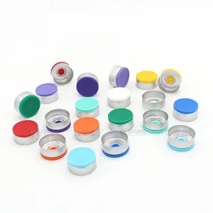 20mm Custom Color Pharma Glass Vial Closure No Edge Plastic Aluminum Cover