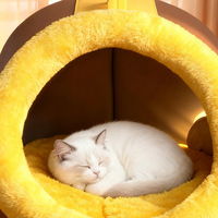 Lit de transport luxueux et chaud pour animaux de compagnie, pour chats et petits chiens, avec doublure en polaire épaisse, maison fermée pour chat, tapis de couchage portable pour les voyages
