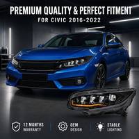 Projecteur rotatif LED pour phare avant, animation de démarrage dynamique, compatible avec Honda Civic 10e génération 2016-2022, sans hyper clignotement