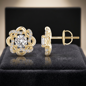 Pendientes Románticos de Oro Amarillo con Diamantes, Corte Brillante Redondo, Joyería de Boda para Mujer, Oro de 10K, 14K, 18K, Plata 925, 935 - Product Image 1