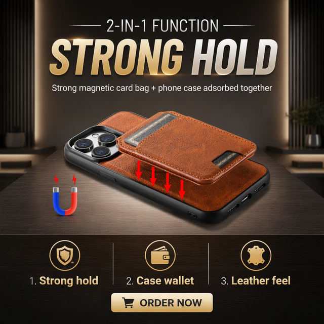 Custom Leather Wireless Charging Magnetic Card Holder Case Business Services Mobile Phone Case for IPhone18 17 16 15 14 13 Pro