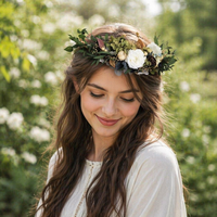 Hflora Nouvelle Conception Couronne Éternelle Faite à la Main Personnalisée Fleurs Conservées pour Noël, la Saint-Valentin, Thanksgiving, la Remise des Diplômes